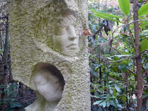 Two faces in stone